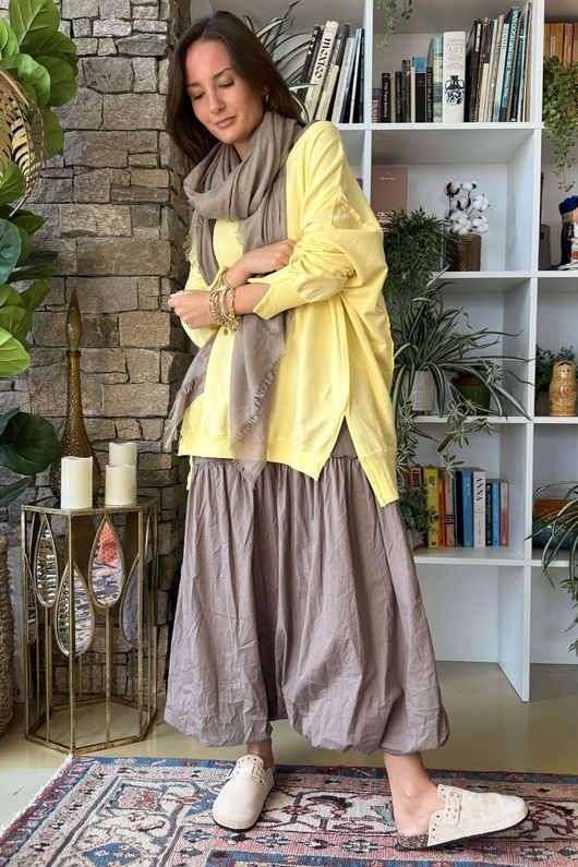 Paloma Bubble Hem Layering Dress Mocha